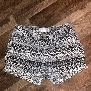 black and white designed shorts